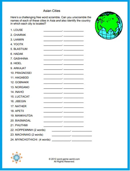 Word Scramble Games For All Ages On Lots Of Topics 