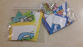 puzzle pieces stored in plastic bags