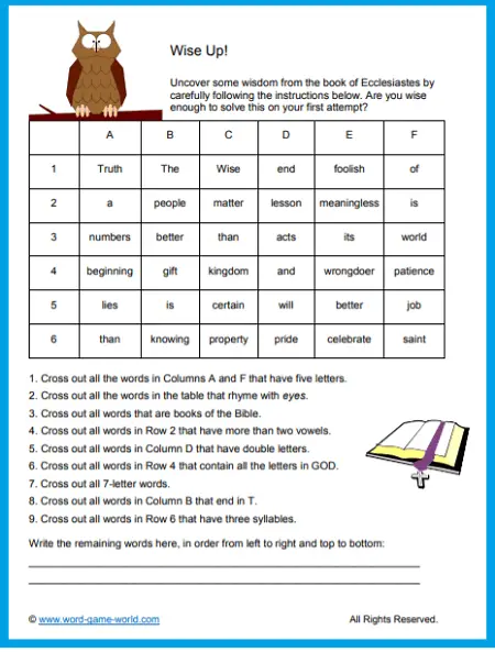 Our Bible Word Puzzles Are Fun And Instructive