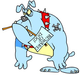 Blue bull dog and sign, from our word search of 40 dog breeds