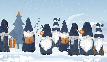 blue Christmas trolls singing