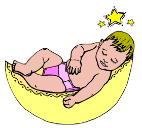 baby resting in yellow basket