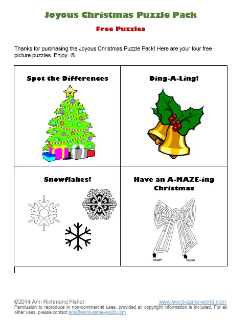 free Christmas puzzles - cover