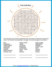 Fun in the Sun Word Search