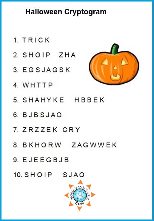 Halloween Cryptogram Puzzles Answers