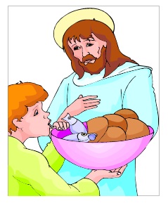 Jesus with the boy with loaves and fishes