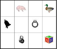 Set of 12 pictures used in our memory games for kids