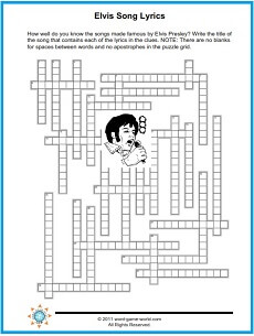 Elvis Music Crossword Puzzle