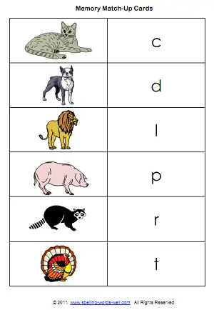 Memory Game matching cards with the alphabet and pictures