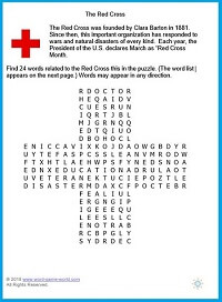 The Red Cross symbol, from our Red Cross educational word search page