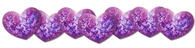 row of purple sparkly hearts