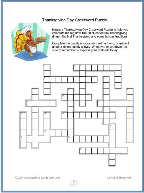 Thanksgiving Day puzzle from SWW