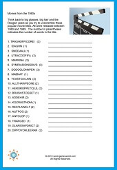 Word Scramble Puzzle: Movies of the 1980s